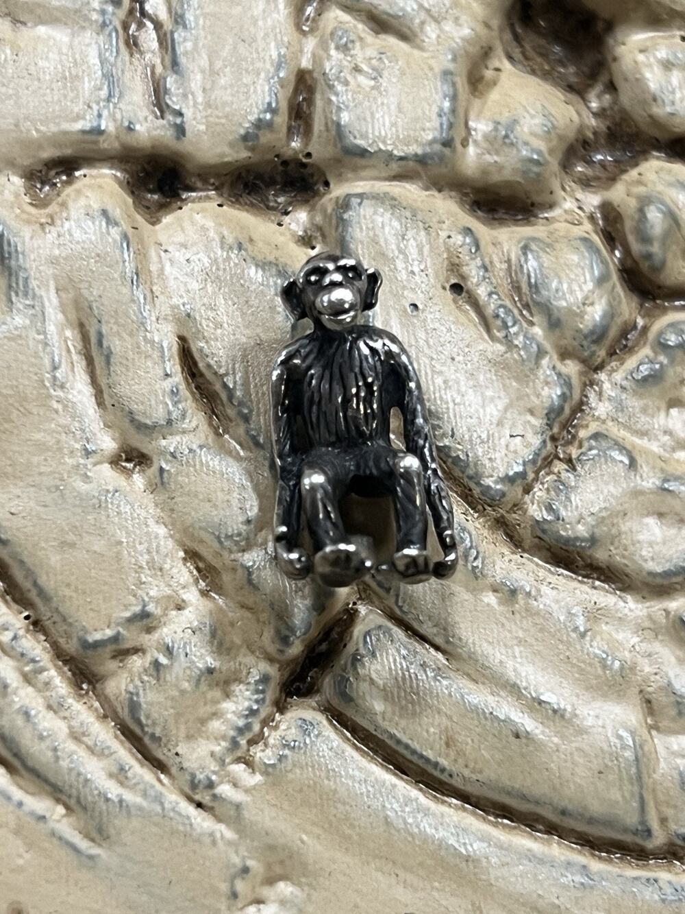 925 Sterling Silver 3D Monkey Charm VTG